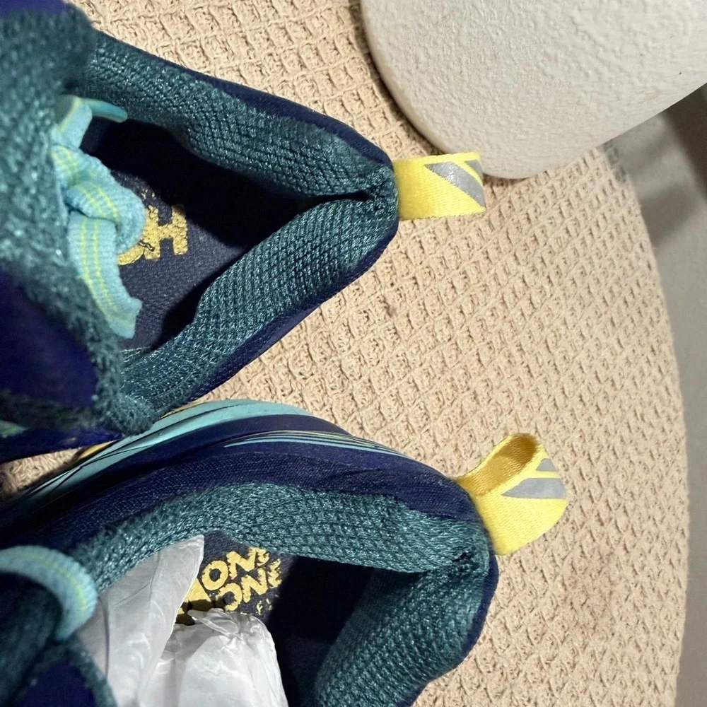 Hoka Navy, Teal & Yellow Trail Running Sneakers